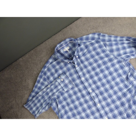Peter Millar Other - Peter Millar Mens Blue White Plaid Button Down Shirt XL MF19W80CVL